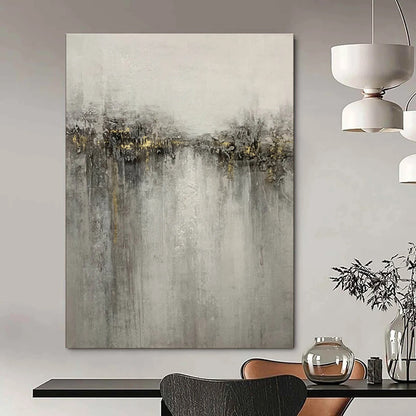 Hand-Painted Gray & Gold Abstract Textured Cityscape, Paintings For House DPS511