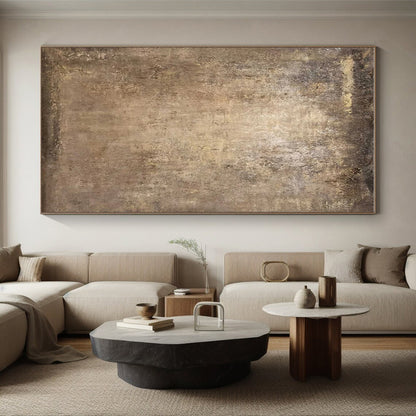 Huge Size Brown Textured Abstract Composition, Oversized Abstract Wall Art PT541