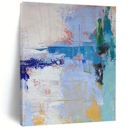 Acrylic Modern Art Paintings Blue White Orange Textured Abstract Art PT358