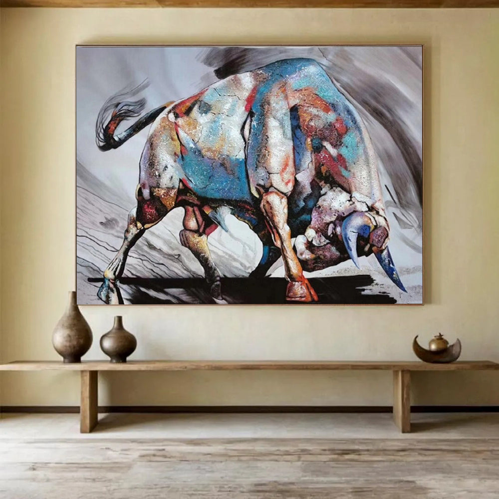 Large Size Multicolor Abstract Bull Art HPS404