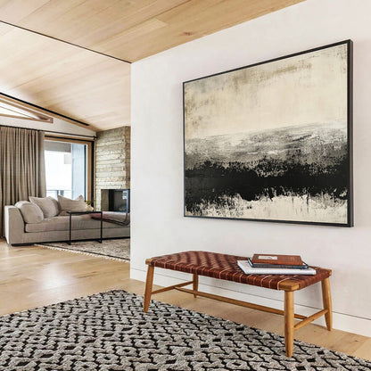 Modern Art Acrylic Gray & Black Textured Landscape Abstract Painting HPS259