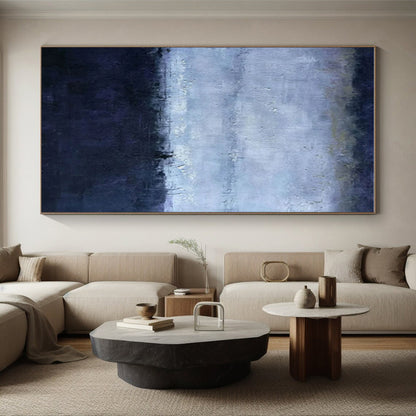 Minimalist Canvas Art Monochromatic Blue Gradient Abstract Painting PT612
