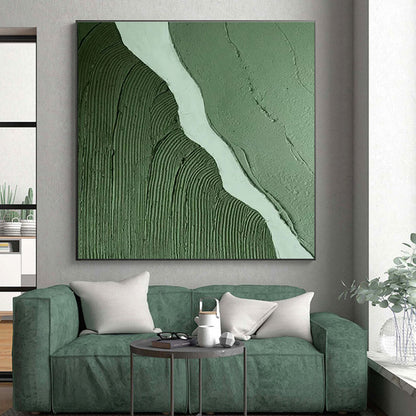 Minimalist Canvas Art Green and White Abstract Landscape, Modern Art Acrylic PT543