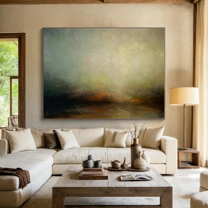 Minimalist Canvas Art Earthy Tones Misty Landscape Abstract Painting On Canvas HPS135