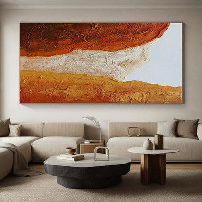 Hand Painted Art Red, Orange and White Textured Canyon Scene, Acrylic Modern Art Painting PT542