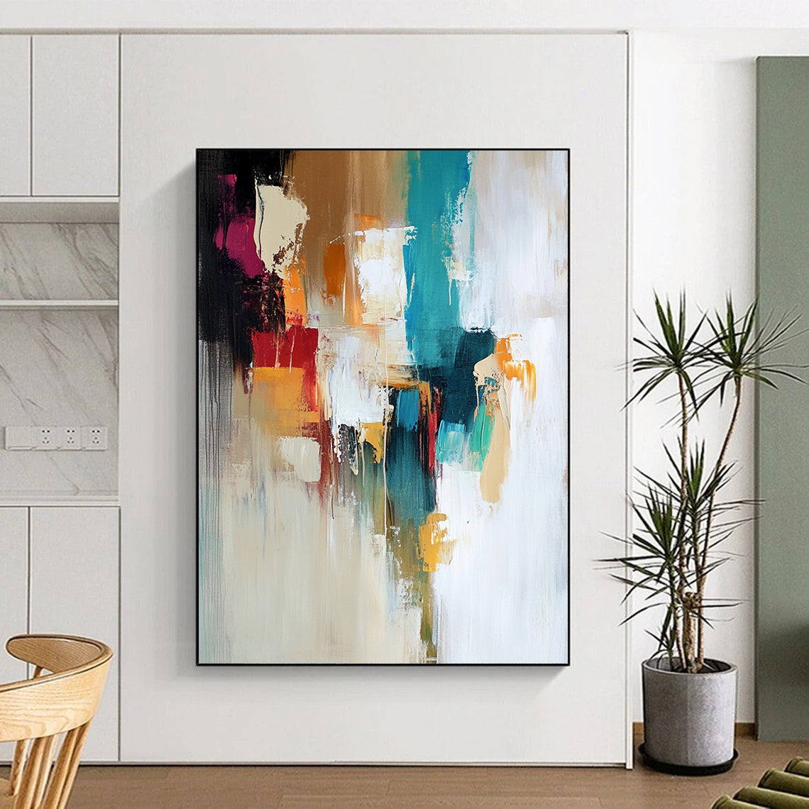 Affordable Large Abstract Wall Art, Multicolor Abstract Expressionist Art PT168