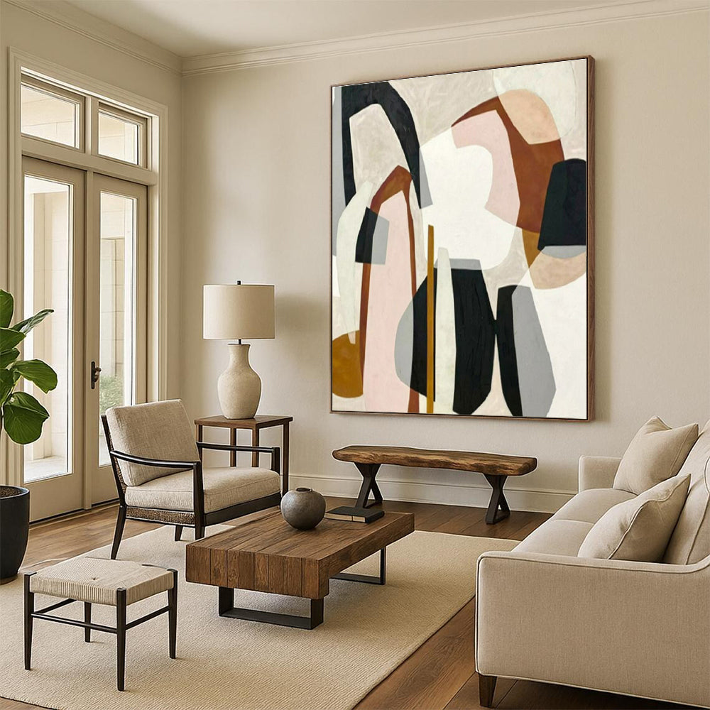 Unique Abstract Art Multicolor Geometric Abstract Collage, Acrylic Modern Art Paintings PT551