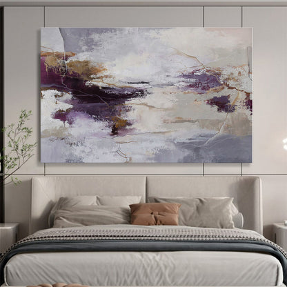 Hand Painted Art Purple, Gray & Gold Textured Abstract Painting On Canvas HPS115