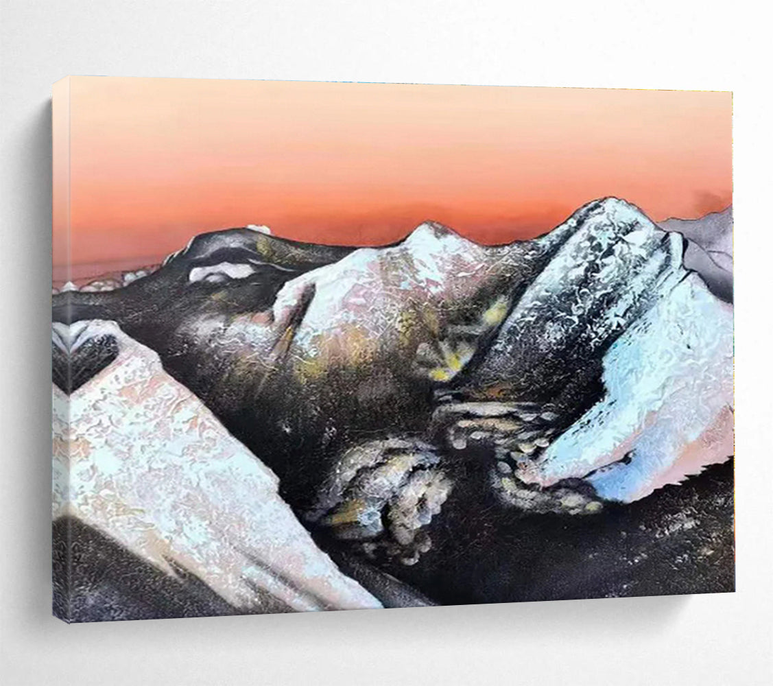 Unique Abstract Art Snowy Mountain Landscape Abstract Painting On Canvas HPS128