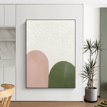 Acrylic Modern Art Paintings Pink & Green Textured Geometric Abstract Painting On Canvas PT036