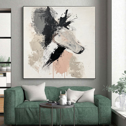 Black Gray Beige Pink Horse Abstract Art PT143