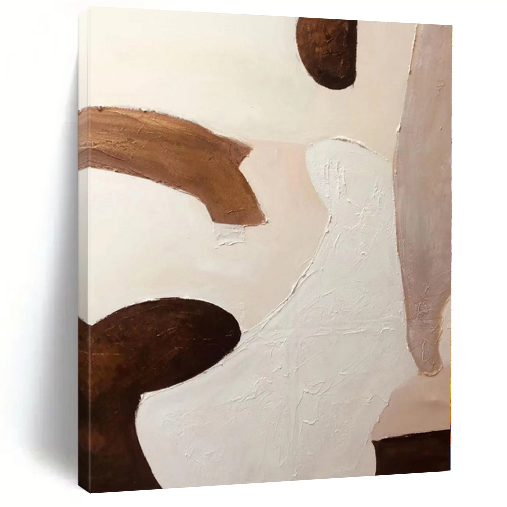 Oversized Abstract Wall Art Beige, Brown & Gold Textured Abstract Painting On Canvas PT040