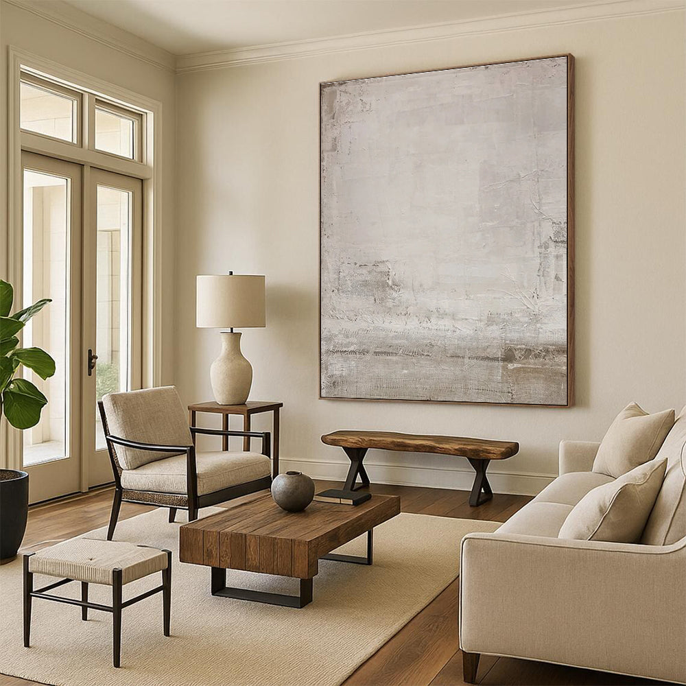 Minimalist Canvas Art in Beige and Grey Textured Neutrals PT222