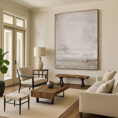 Minimalist Canvas Art in Beige and Grey Textured Neutrals PT222