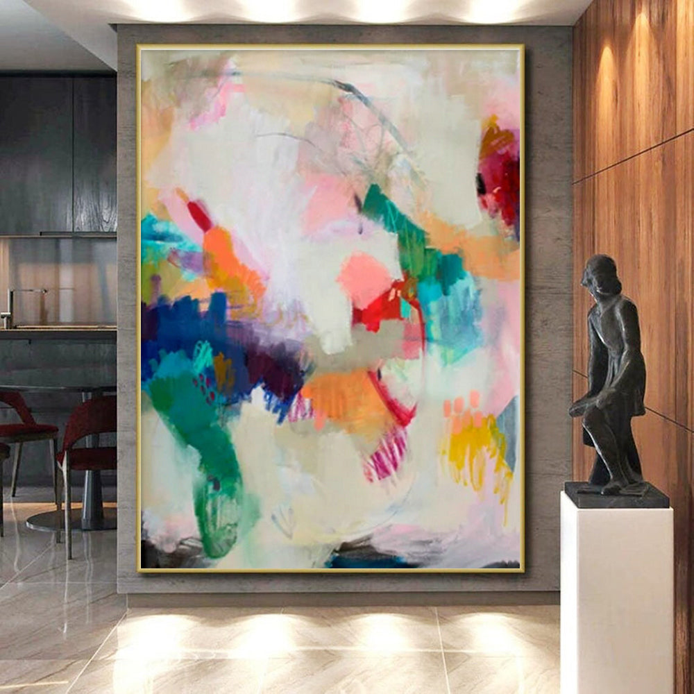 Cool Abstract Paintings Colorful Vibrant Abstract Composition, Acrylic Modern Art Paintings PT516