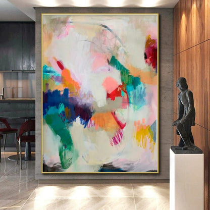 Cool Abstract Paintings Colorful Vibrant Abstract Composition, Acrylic Modern Art Paintings PT516