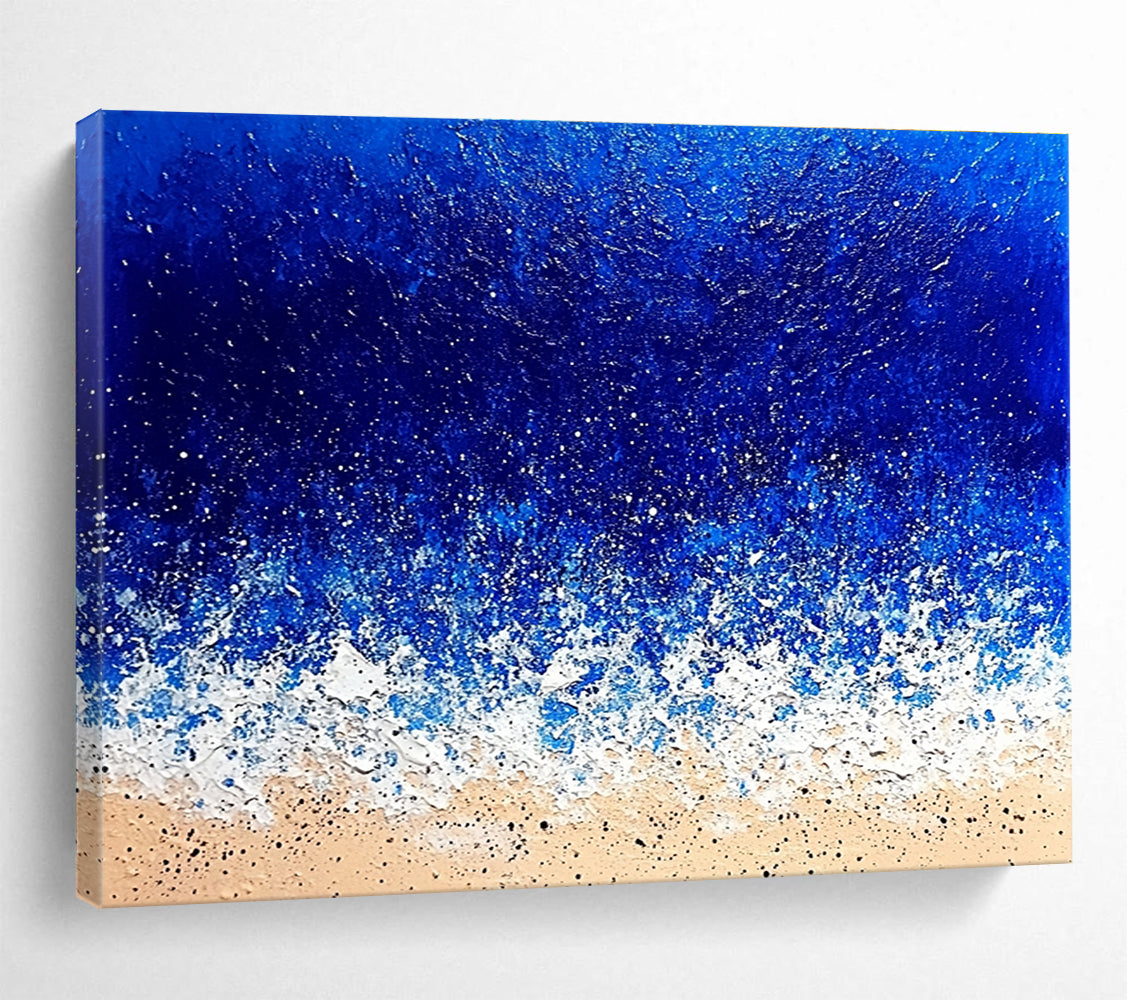 Hand Painted Art Blue, White & Beige Textured Coastal Abstract Painting HPS285