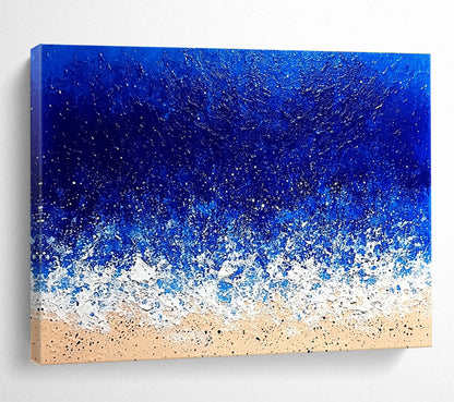 Hand Painted Art Blue, White & Beige Textured Coastal Abstract Painting HPS285