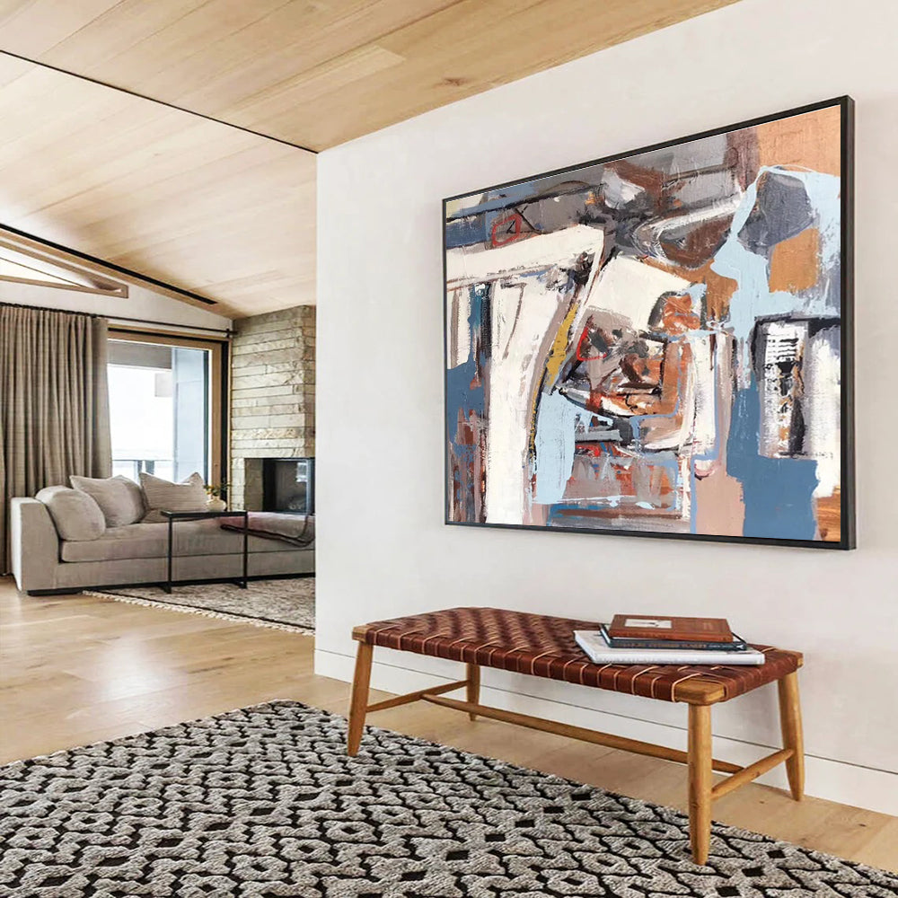 Acrylic Modern Art Paintings Gray, White & Brown Abstract Urban Art HPS183