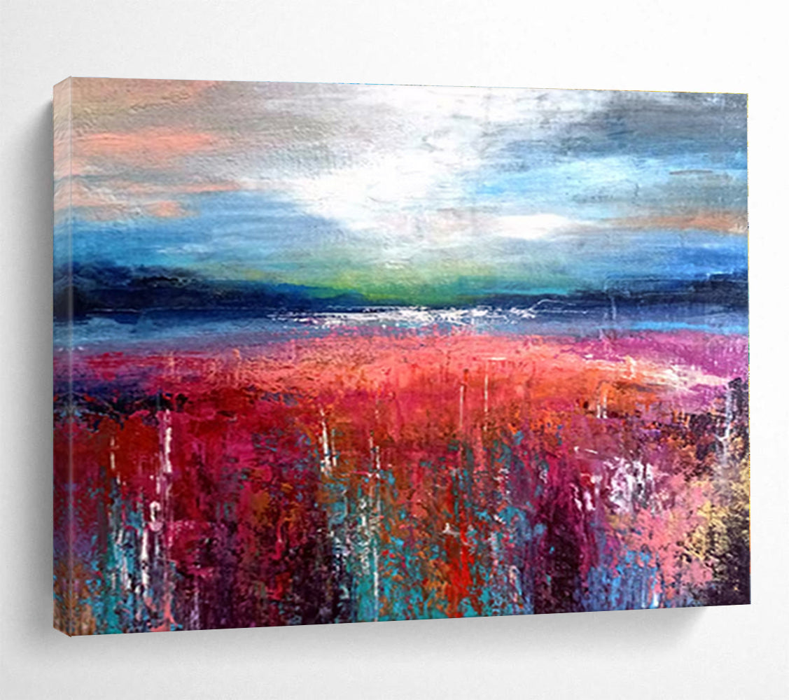 Large Contemporary Wall Art Colorful Landscape Abstract On Canvas HPS008