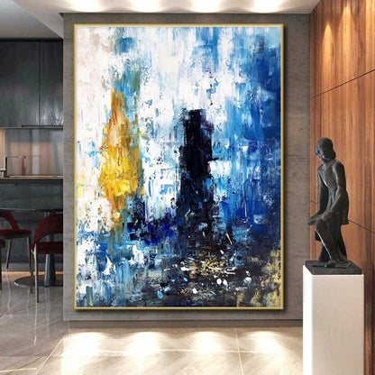 Cool Abstract Paintings Blue Yellow Urban Abstract Acrylic Modern Art PT432