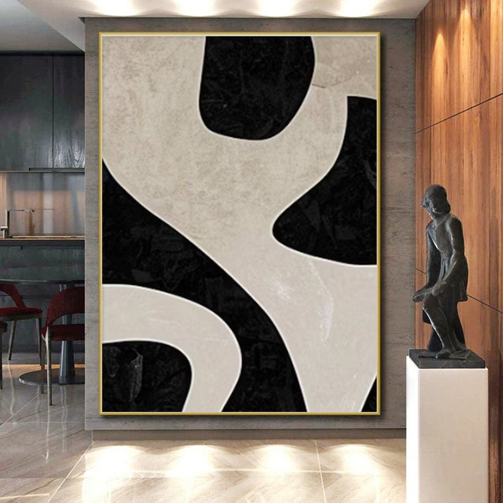 Large Size Black and White Organic Abstract Art PT678