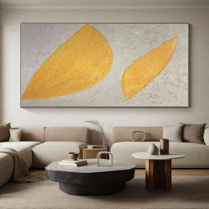 Cool Abstract Paintings Yellow and Beige Textured Abstract Art PT638