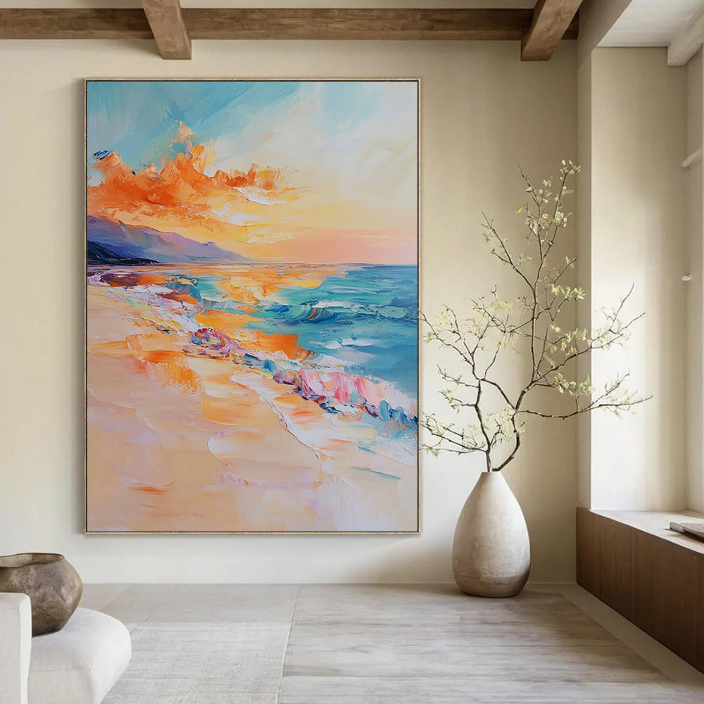Acrylic Modern Art Paintings Colorful Coastal Sunset Abstract Beach Painting DPS439