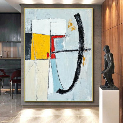 Oversized Abstract Wall Art Multicolor Geometric Abstract Painting On Canvas PT128