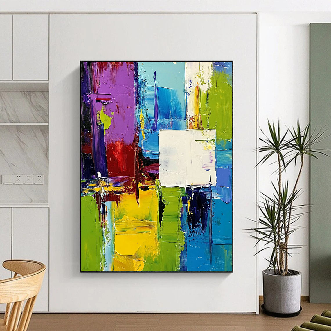 Big Abstract Painting On Canvas, Colorful Geometric Abstract Art On Canvas PT133