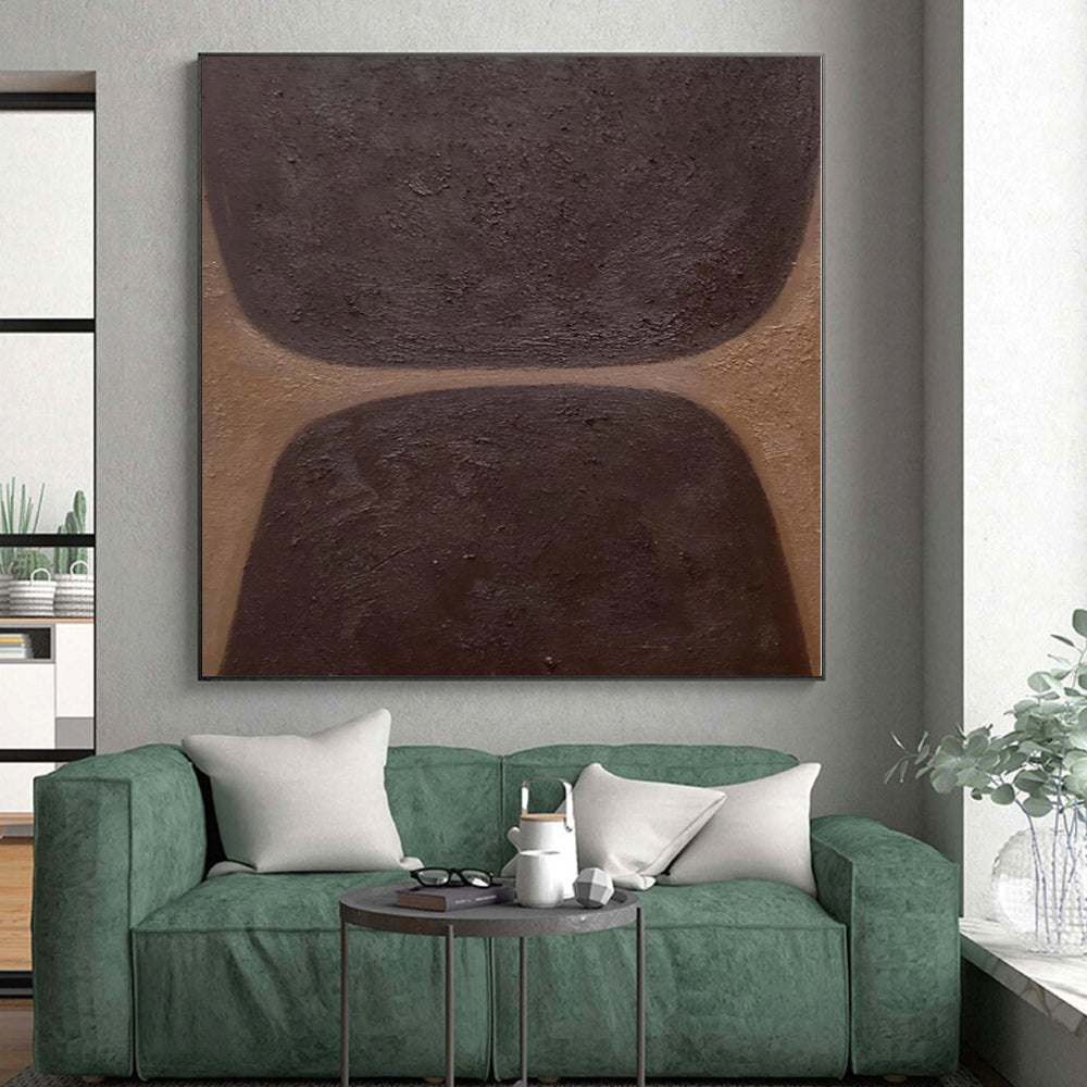 Hand Painting Brown & Beige Geometric Abstract Painting On Canvas PT032