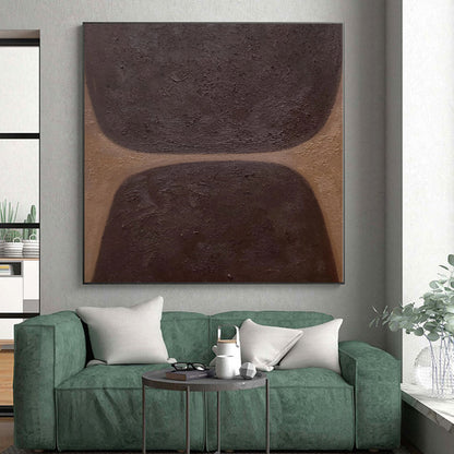 Hand Painting Brown & Beige Geometric Abstract Painting On Canvas PT032
