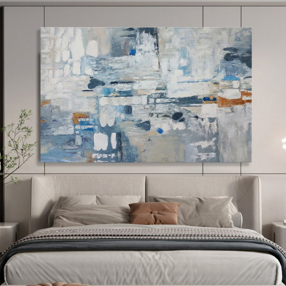 Cool Abstract Paintings Blue, Gray & Orange Abstract Urban Art HPS177