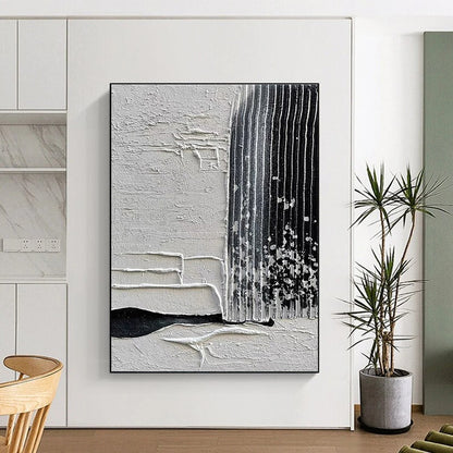 Oversized Abstract Wall Art Black White Textured Abstract Art PT379