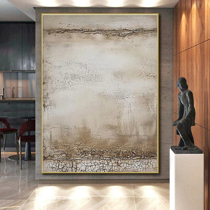 Minimalist Canvas Art in Beige and Brown Textured Design, Hand Painted Art PT297