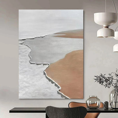 Gaint Canvas Art White, Gray, and Brown Textured Abstract Landscape Art DPS467