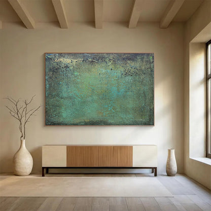 Hand-Painted Teal & Earthy Tones Textured Abstract Painting On Canvas HPS121