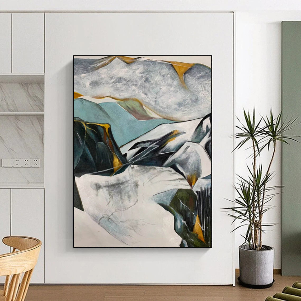 Hand Painted Art Multicolor Abstract Mountain Landscape Art PT401