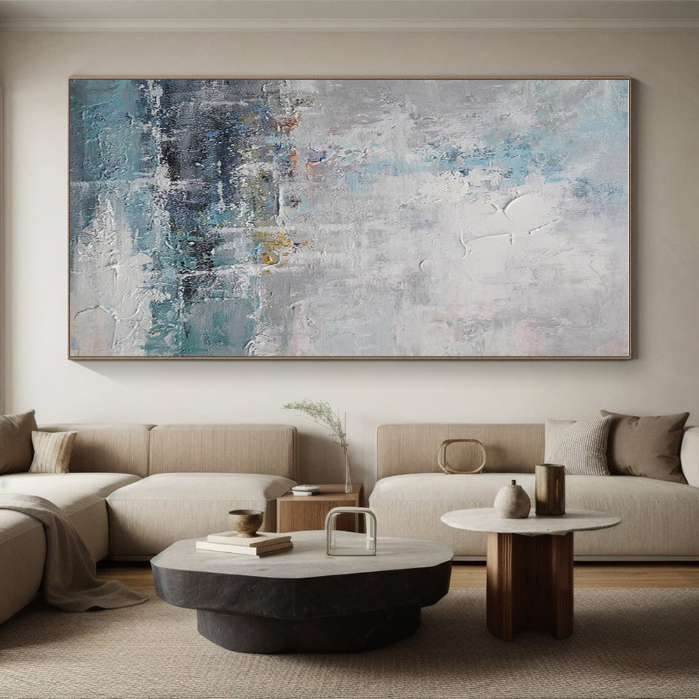 Acrylic Modern Art Paintings Blue, Gray, and White Textured Coastal Abstract Art PT690