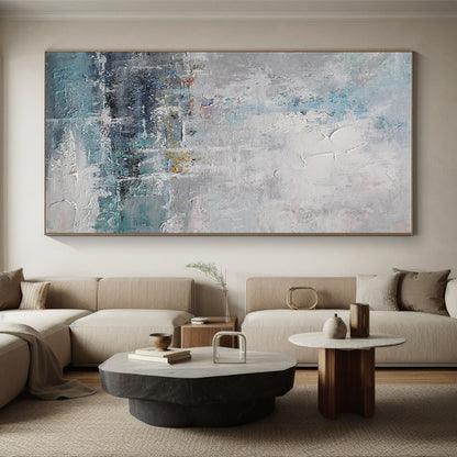Acrylic Modern Art Paintings Blue, Gray, and White Textured Coastal Abstract Art PT690