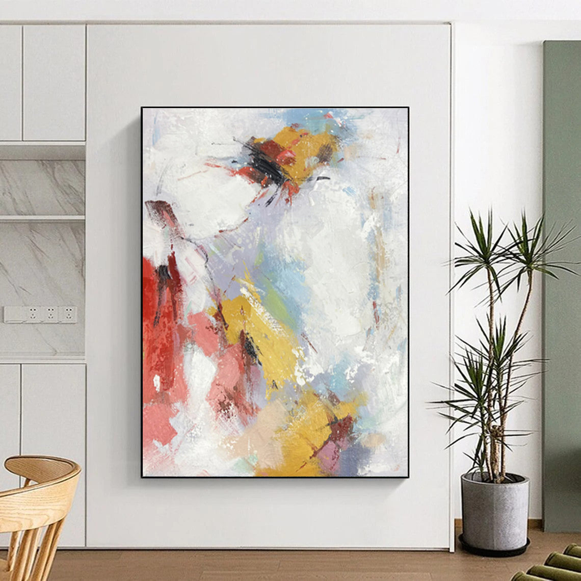 Oversized Abstract Wall Art Multicolor Textured Abstract Art PT389
