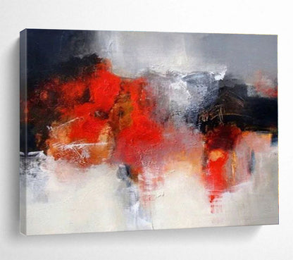 Acrylic Modern Art Paintings Red, Gray & White Textured Abstract Painting On Canvas HPS102