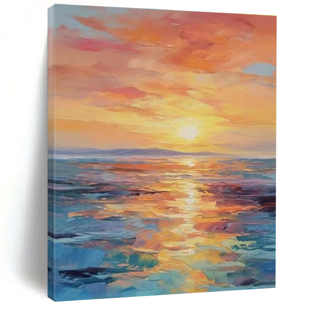 Large Contemporary Wall Art Multicolor Abstract Seaside Sunset Art DPS481