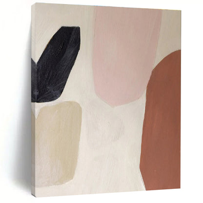 Handmade Art Pink, Beige, Brown and Black Abstract Shapes, Paintings For House PT548