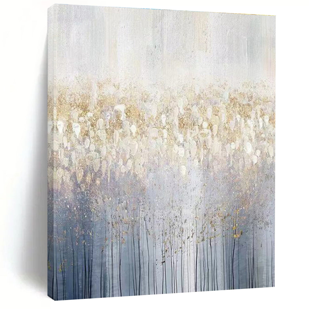 Unique Abstract Art Gold and Gray Forest-Inspired Piece, Large Contemporary Wall Art PT512