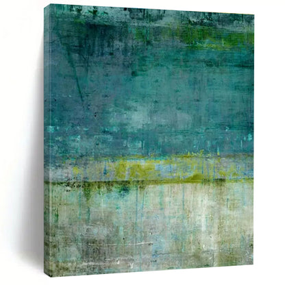 Large Size Teal, Green & Beige Abstract Textured, Modern Art Acrylic DPS513