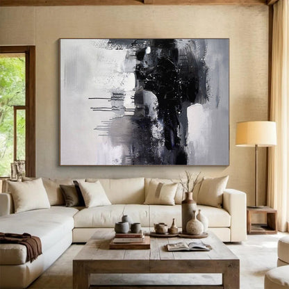 Cool Abstract Paintings Black White Gray Textured Abstract Art PT428
