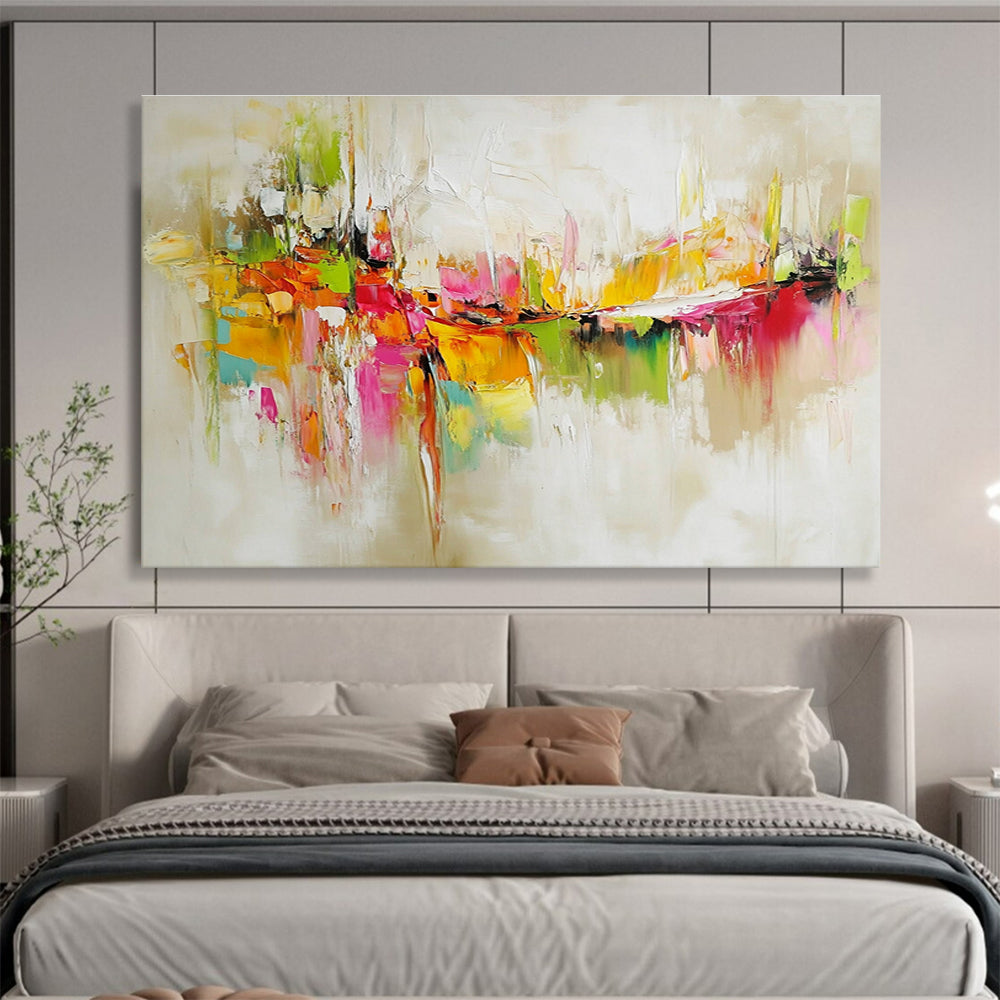 Paintings For House Multicolor (Pink, Orange, Green, Yellow) Abstract Painting HPS298