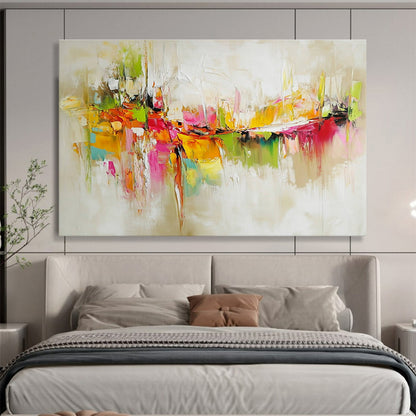 Paintings For House Multicolor (Pink, Orange, Green, Yellow) Abstract Painting HPS298