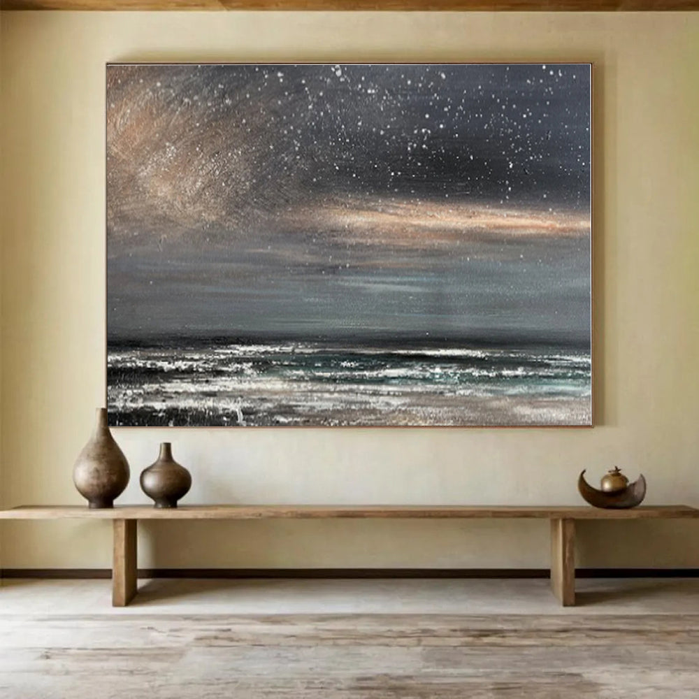 Cool Abstract Paintings Starry Night Over Dark Sea Abstract On Canvas HPS035